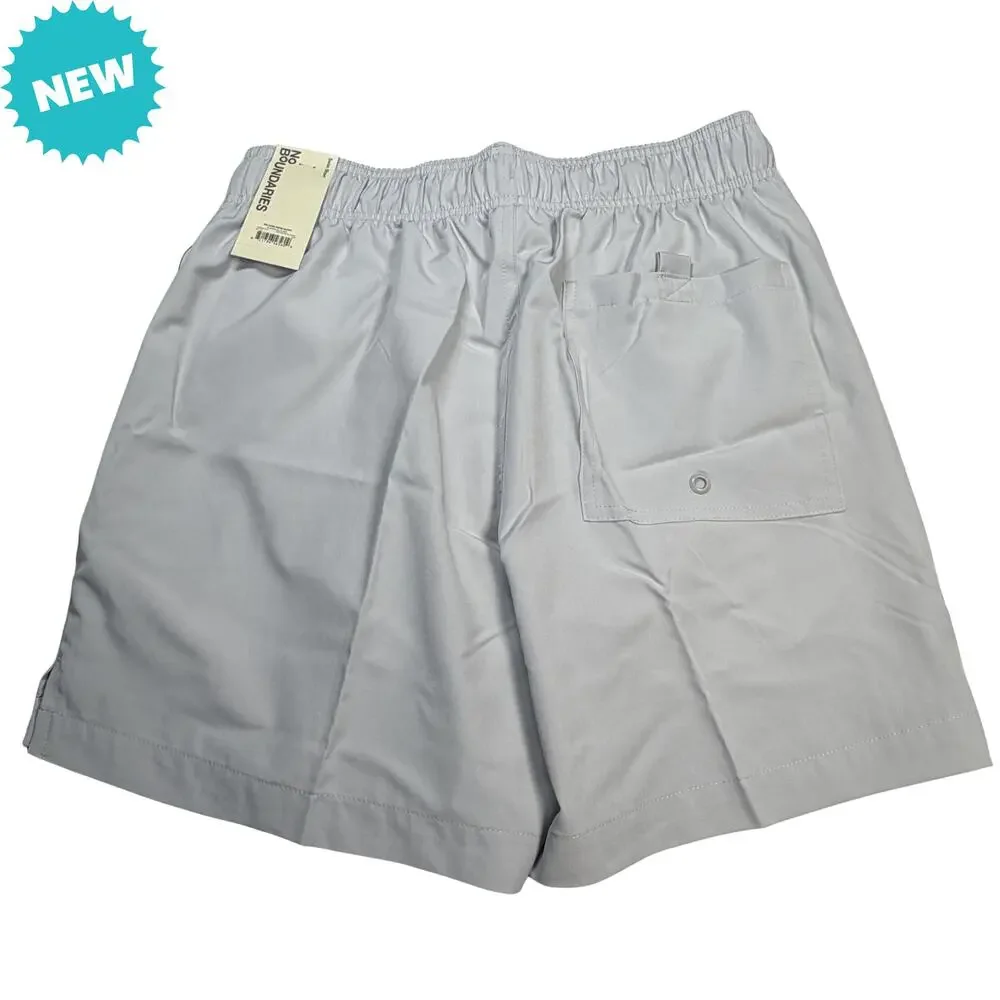 No Boundaries Swim Trunks Men's Small Silver Quick Dry UPF 50+ Pockets Lined NWT